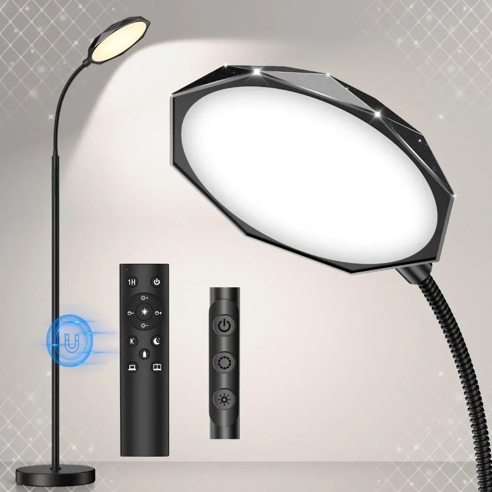 

Floor Lamp, 18W Bright LED -Surface, Stepless Adjustable Colors & Dimmer Standing Lamp with Timer, Remote & Touch Control