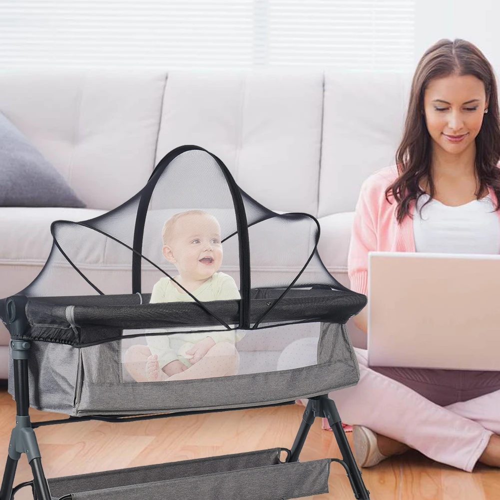 Foldable Mosquito Net Breathable Folding Crib Cover Bassinet Mosquito Net Cover for Baby Crib To Keep Cats/Bugs Out