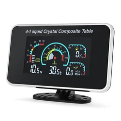 Instrument Panel 4in1 Universal LCD Car Digital ALARM Gauge Voltmeter Oil Pressure Fuel Water Temp 12V for voltimetro coche volt