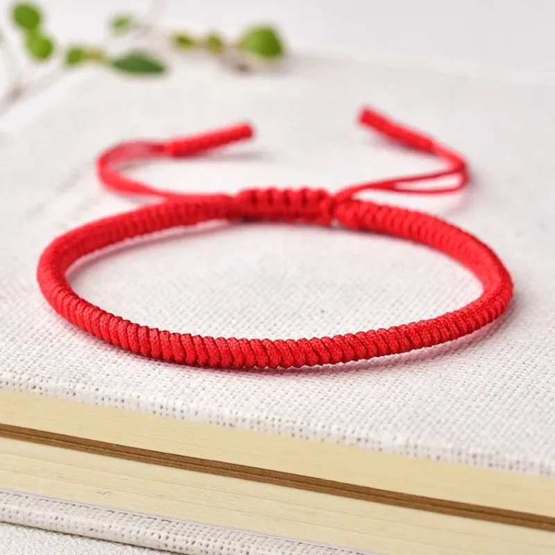 Braided Red Rope Lucky Bracelets for Women Men Handmade Knots Rope Weave String Chain Anklet Couple Simplicity Bracelet