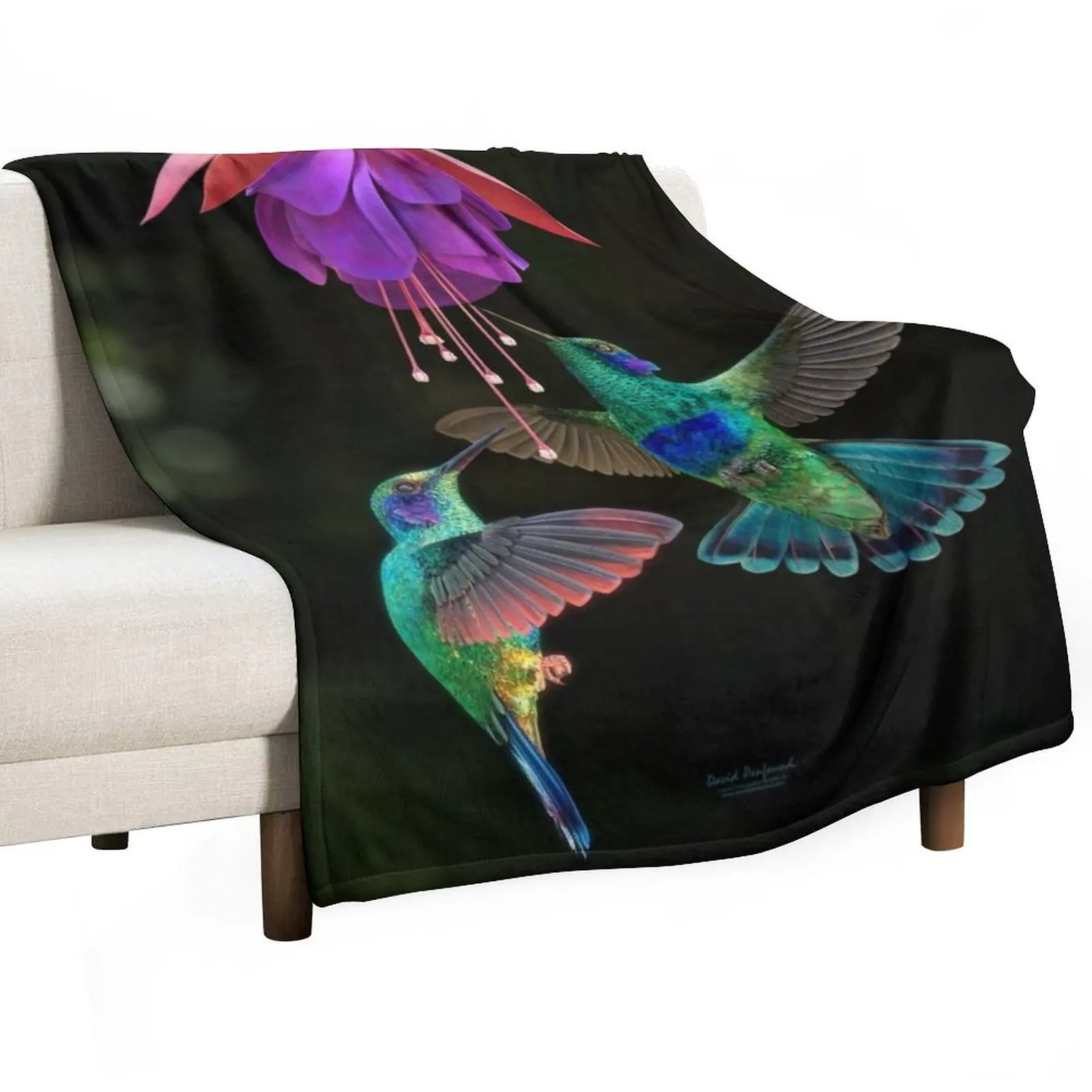 Hummingbird pair Throw Blanket halloween Thin warm for winter For Baby For Sofa Thin Designers Blankets