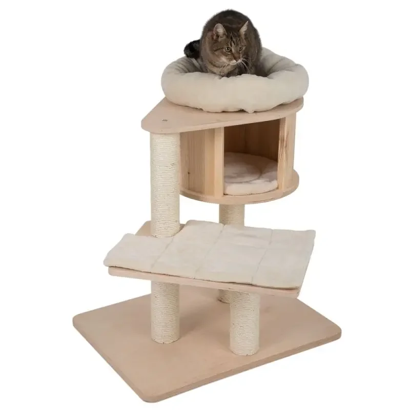 Natural Paradise Wooden Cat Tree House Toy Wood Pet Furniture Sisal Cat Scratcher Katzenkratzbaum