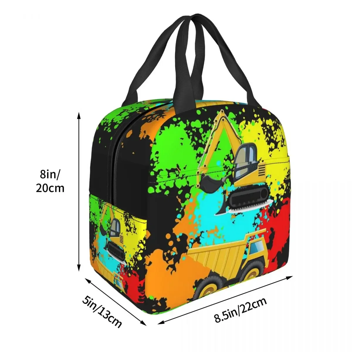 Construction Truck Excavator Lunch Bags Bento Box Portable Lunch Tote Leakproof Picnic Bags Cooler Thermal Bag for Woman Kids