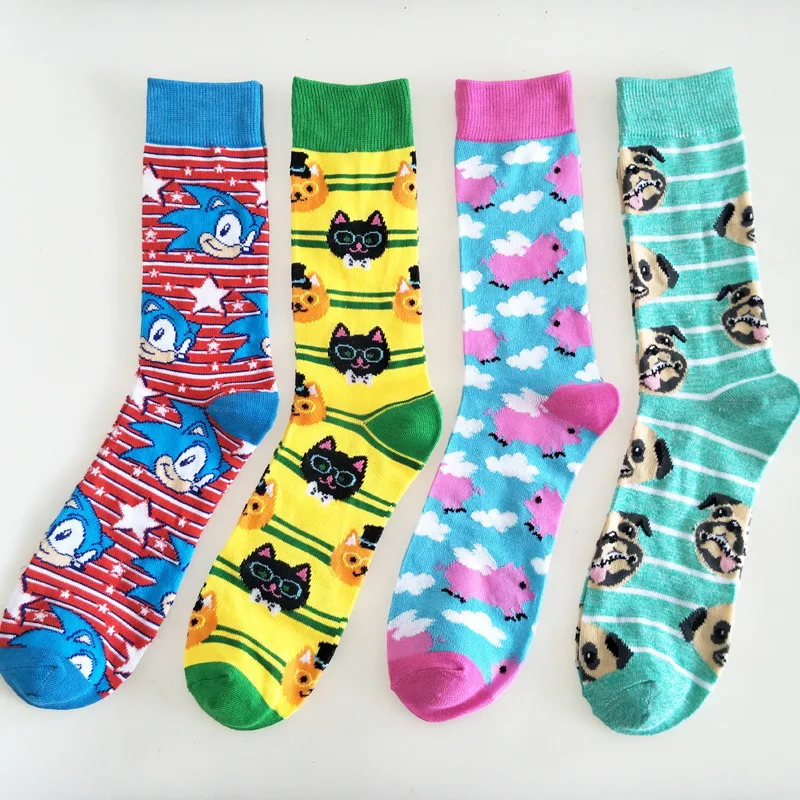 Cute Fashion Soft Novelty Cotton Women Socks Colorful cartoon animal Happy Funny Socks For Girl Gift Unisex Socks men socks