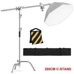 Photography C-Stand Heavy Duty Light Tripod with Hold Arm and Grip Head Adjustable Magical Leg for Studio Softbox Monolight