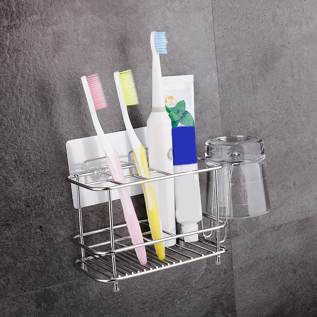 Toothbrush Holder Lightweight Portable Storage Hooks Wall-mounted Organizer Toothpaste Stand No Punching for Room