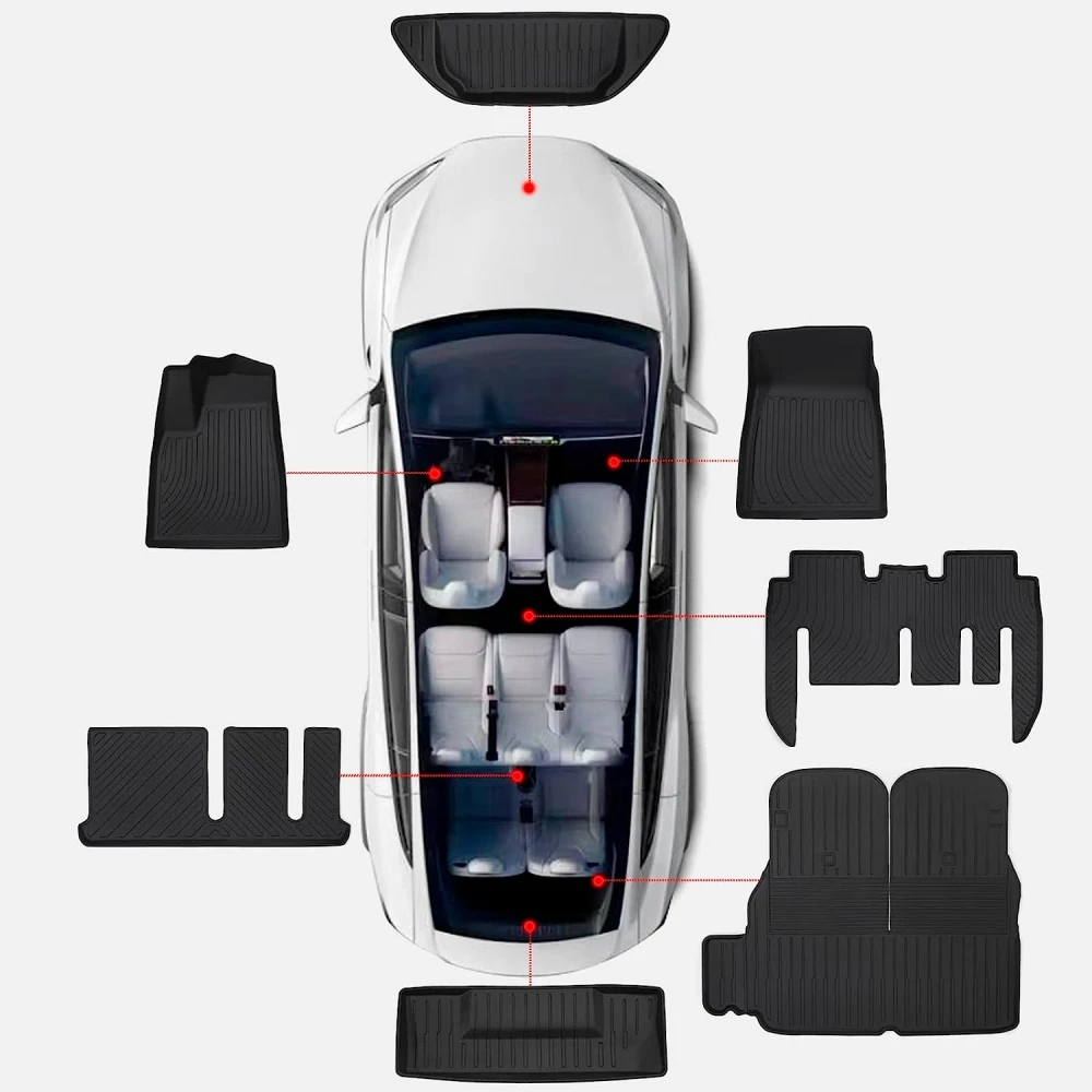 Für Tesla Model X Fußmatten 2021 2022 2023 2024 Model X 3D Allwetter Komplettset Bodenmatten Innenzubehör Linkslenker – Detail 4