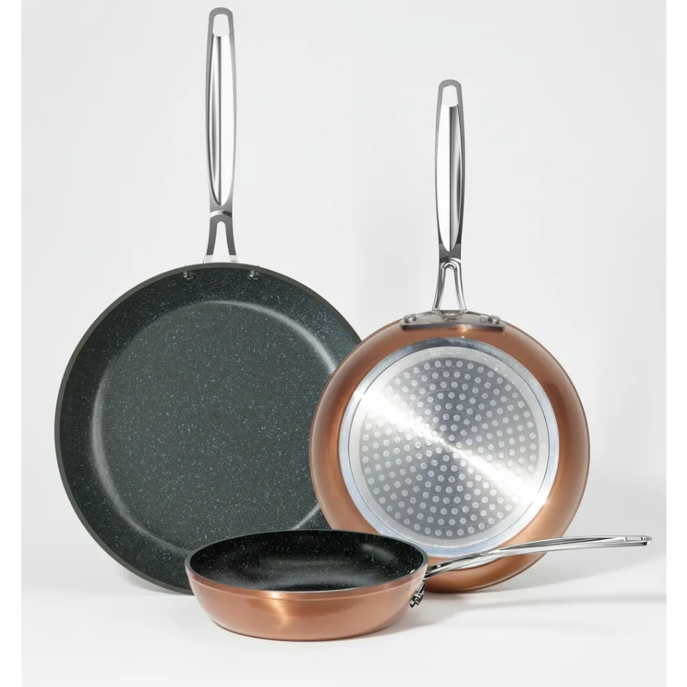 

3-Piece Forged Lightweight Frying Pan Set, Ultra Non-Stick Ceramic Coating, Induction-Ready & All Cooktops