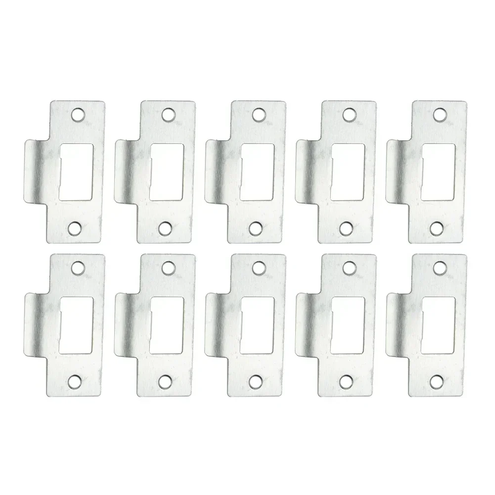 5/10pc Standard Tubular Latch Replacement Striker Plate Nickel Plated Stainless Steel Adjustable Door Strike For Swinging Doors