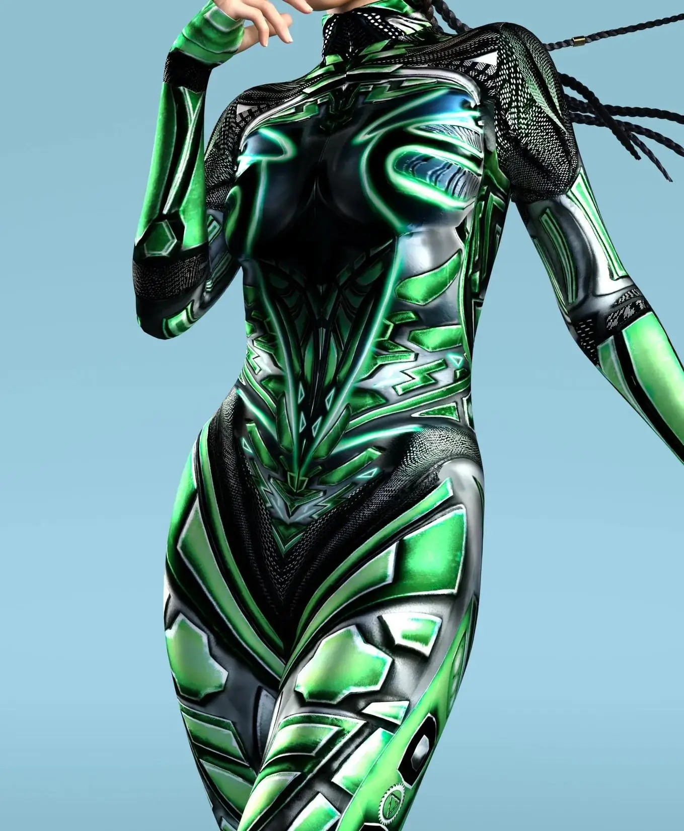 Armour Cyber Damen Cosplay Punk Jumpsuit Kostüm für Feiertage, Halloween-Party, Ausgefallene Aufführungen, Bodysuits, Rompers, Zentai – Detail 6