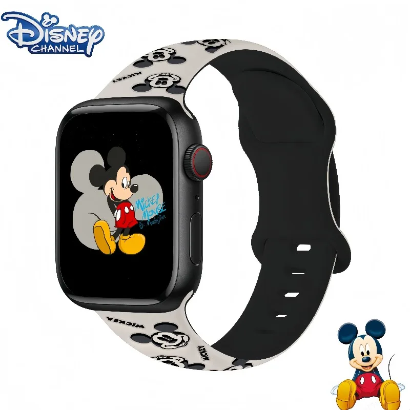 

Disney Cartoon Mickey Mouse Engraved Silicone Strap for Apple iWatch S10/1-9 Wristband Personalized Fashion Holiday Gift