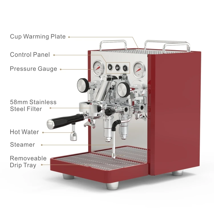 Professional Double Boiler Cappuccino Latte Espresso Ground Coffee Machine 2 in 1 15 Pump Commercial Espresso Coffee Machine