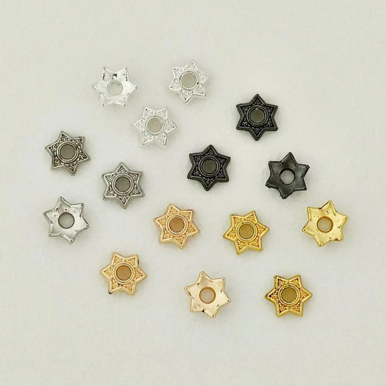 

50 PCS DIY Pearl Bracelet Necklace Spacer Accessories Hexagonal Star Flower Cap Bead Holder Jewelry Making Materials Wholesale