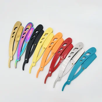 เครื่องโกนหนวดสำหรับผู้ชายร้านตัดผมขอบตรงมีดโกนหนวดโกนหนวดเคราด้วยมือและดูแลรักษาใบมีดแบบถอดเปลี่ยนได้ของขวัญสำหรับผู้ชาย