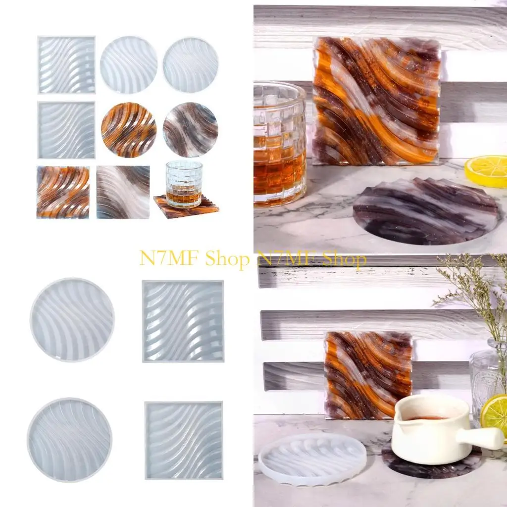 

N7MF Resin Molds Square Silicone Molds for Resin,Round Epoxy Casting Mold for Making Resin Coasters,Cups Mat