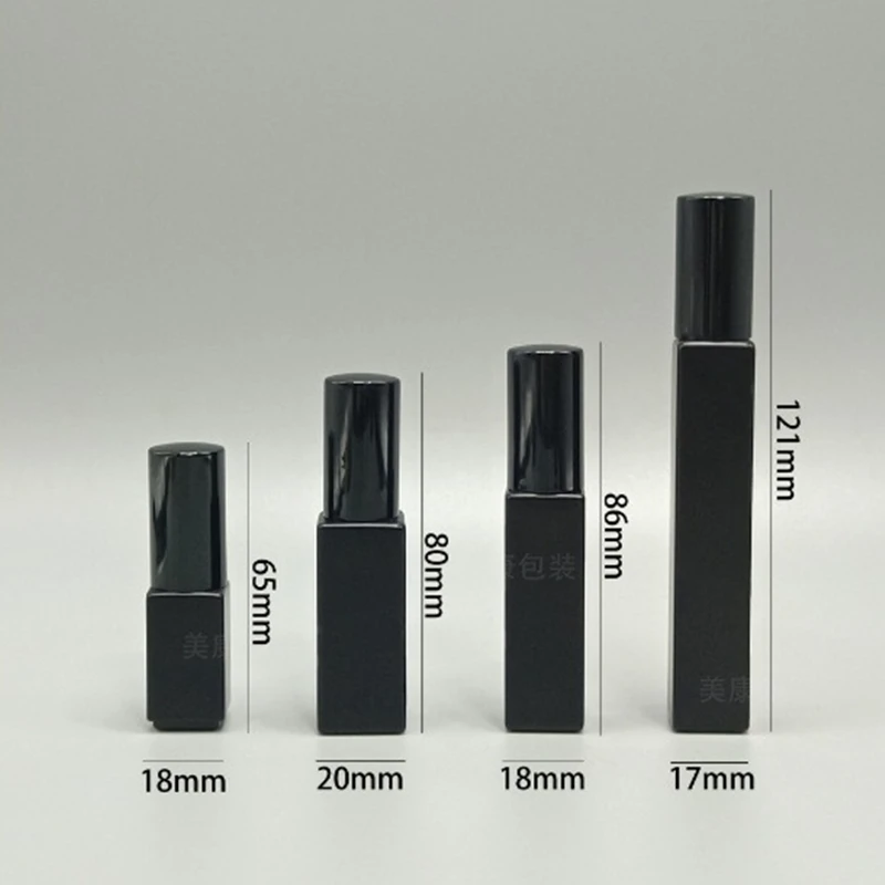 100pcs 3ml 5ml 8ml 10ml Black Square Glass Spray Bottle Sample Glass Vials Perfume Atomizer