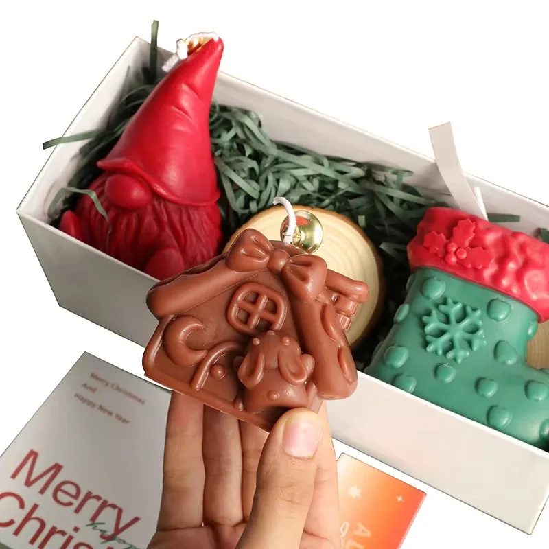 3Pcs Handmade Christmas Scented Candles Santa Snowman Elk Aromatherapy Candle Set Holiday Home Party Decoration Gift