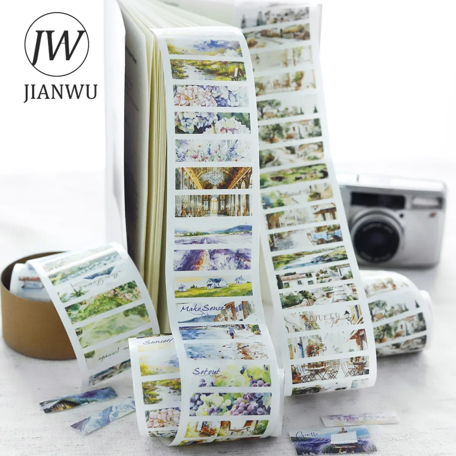 JIANWU 50mm*200cm Every Scenery Series Vintage Landscaping Material Collage Washi Tape Creative DIY Journal Stationery