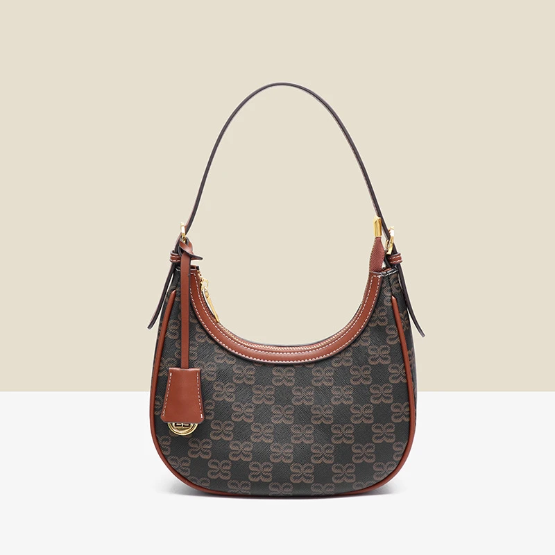 ElIOVADO Hong Kong Wind Crescent Bag Crescent Bag Niche Trend Design Handbag Commuter Shoulder Crossbody Underarm Bag