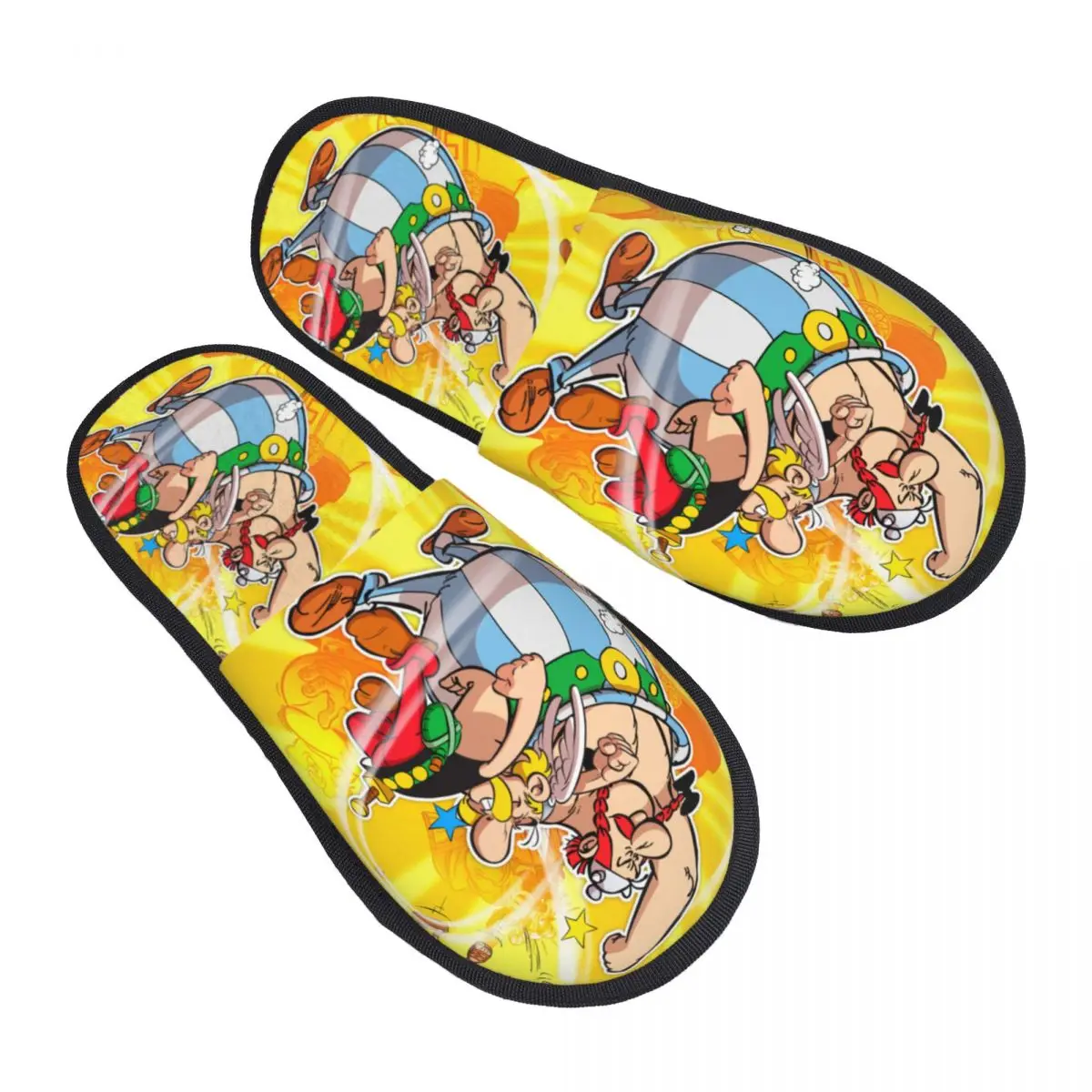 Personalizado feminino aventura quadrinhos asterix casa chinelos macio quente mangá getafix obelix espuma de memória chinelo macio sapatos internos