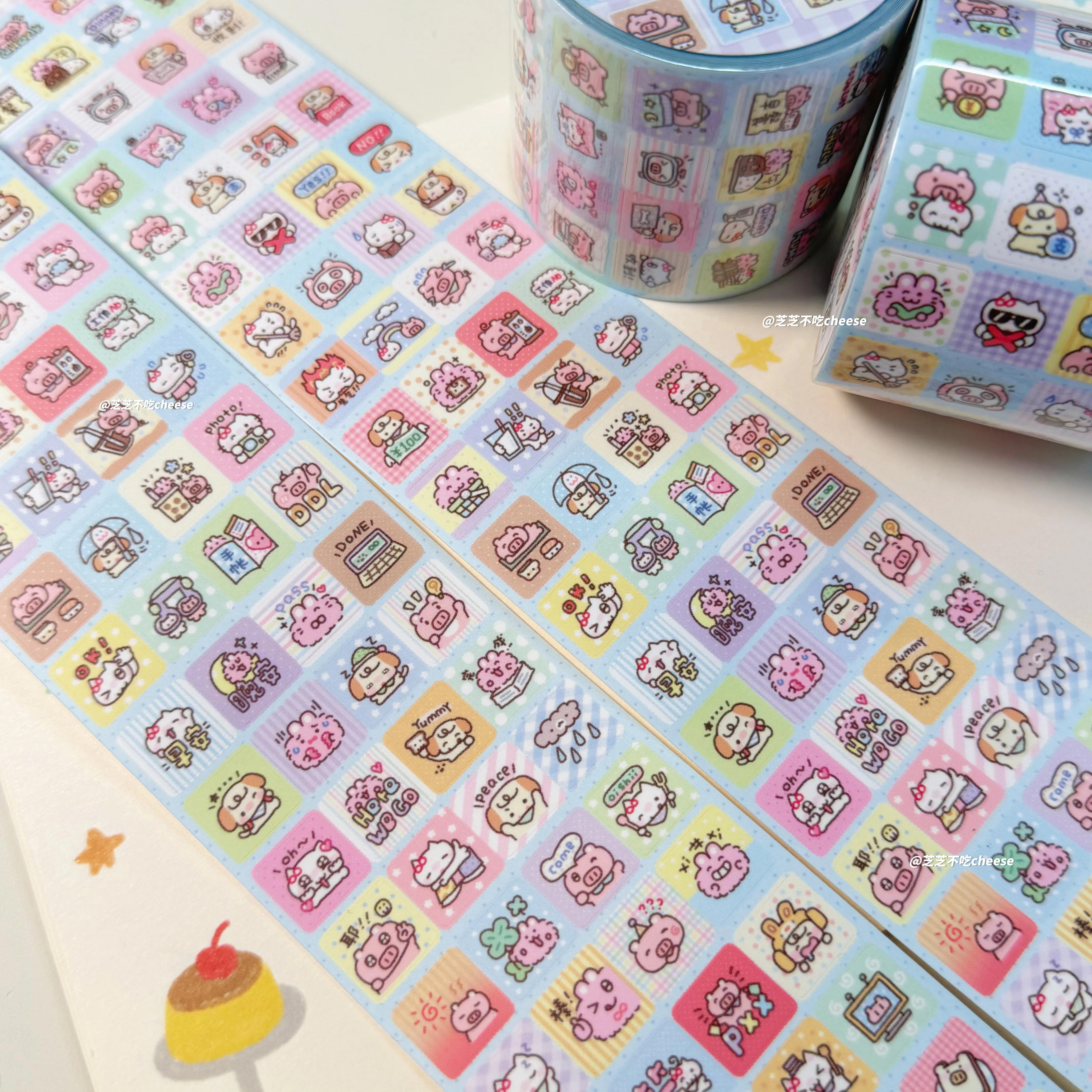 Mini Square Stickers Cute Decorative Cut Membrane Stickers for Journaling Scrapbooking DIY Craft Hand Account Kawaii Small