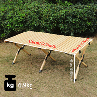 120cm Folding Wooden Table for Outdoor Camping - Portable 4-6 Person Picnic Table Lightweight Design with 80kg Capacity