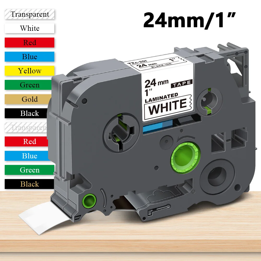 1pack 24mm Compatible Brother Label Tape TZe Label Cartridge TZE251 TZE151 TZE-251 TZE651 for P-Touch Label Printer PT330,PT350