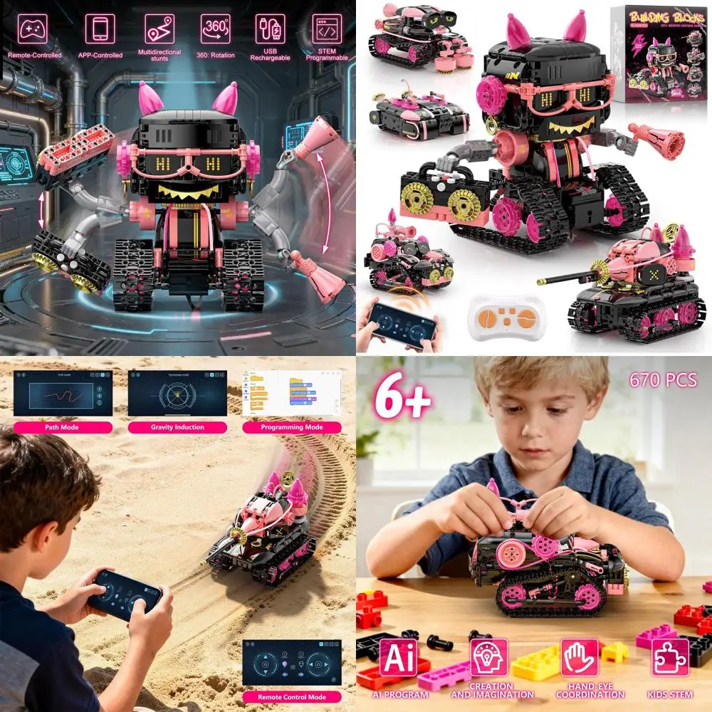Kit robot STEM per età 6-12: camion cisterna con codifica interattiva con app e telecomando - Giocattoli educativi per bambini Bir