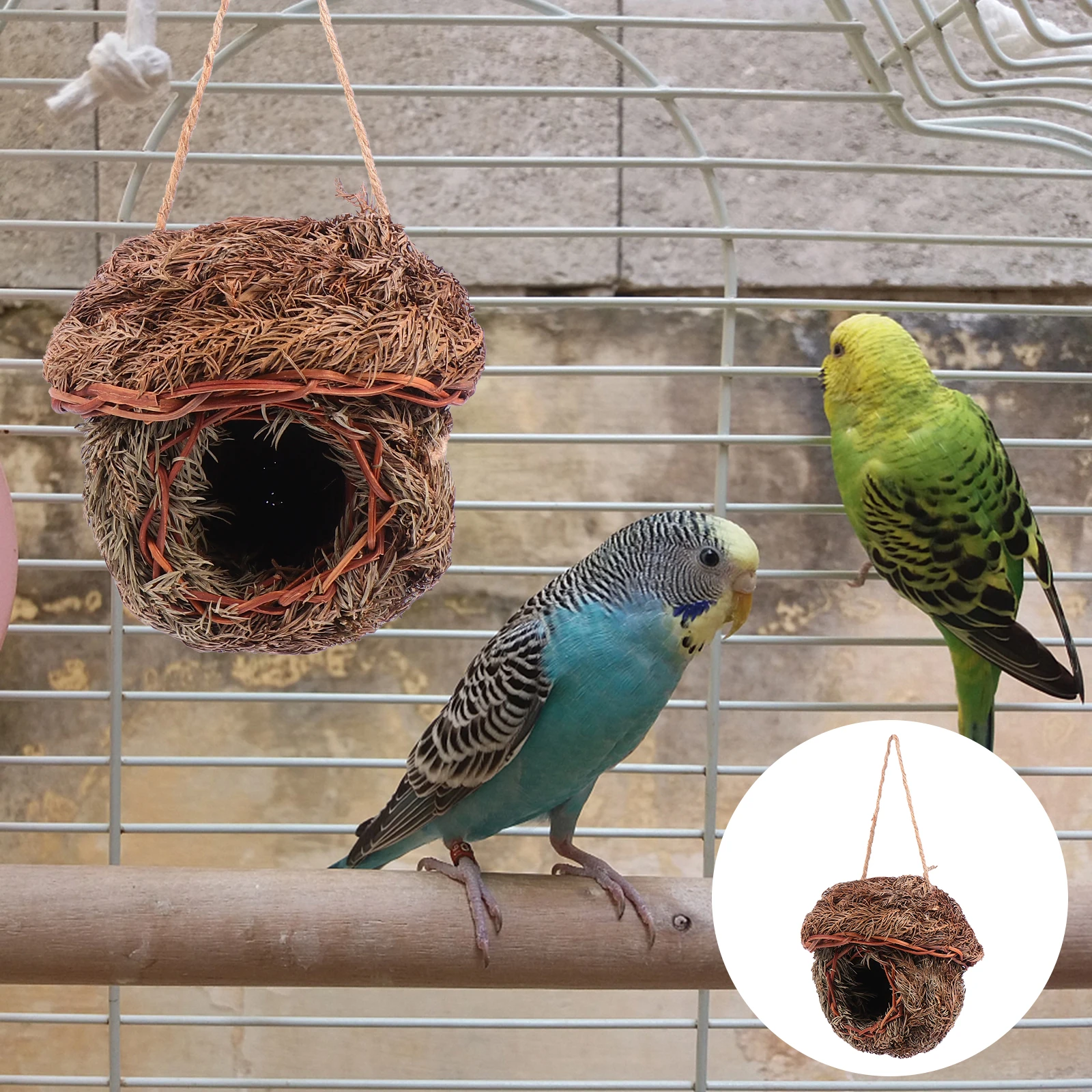 

Nest For Parrot, Handwoven Straw Cage, Natural Creative Birds , Outdoor Bird Shelter, Hanging Bird Breeding Nest, Art Craft