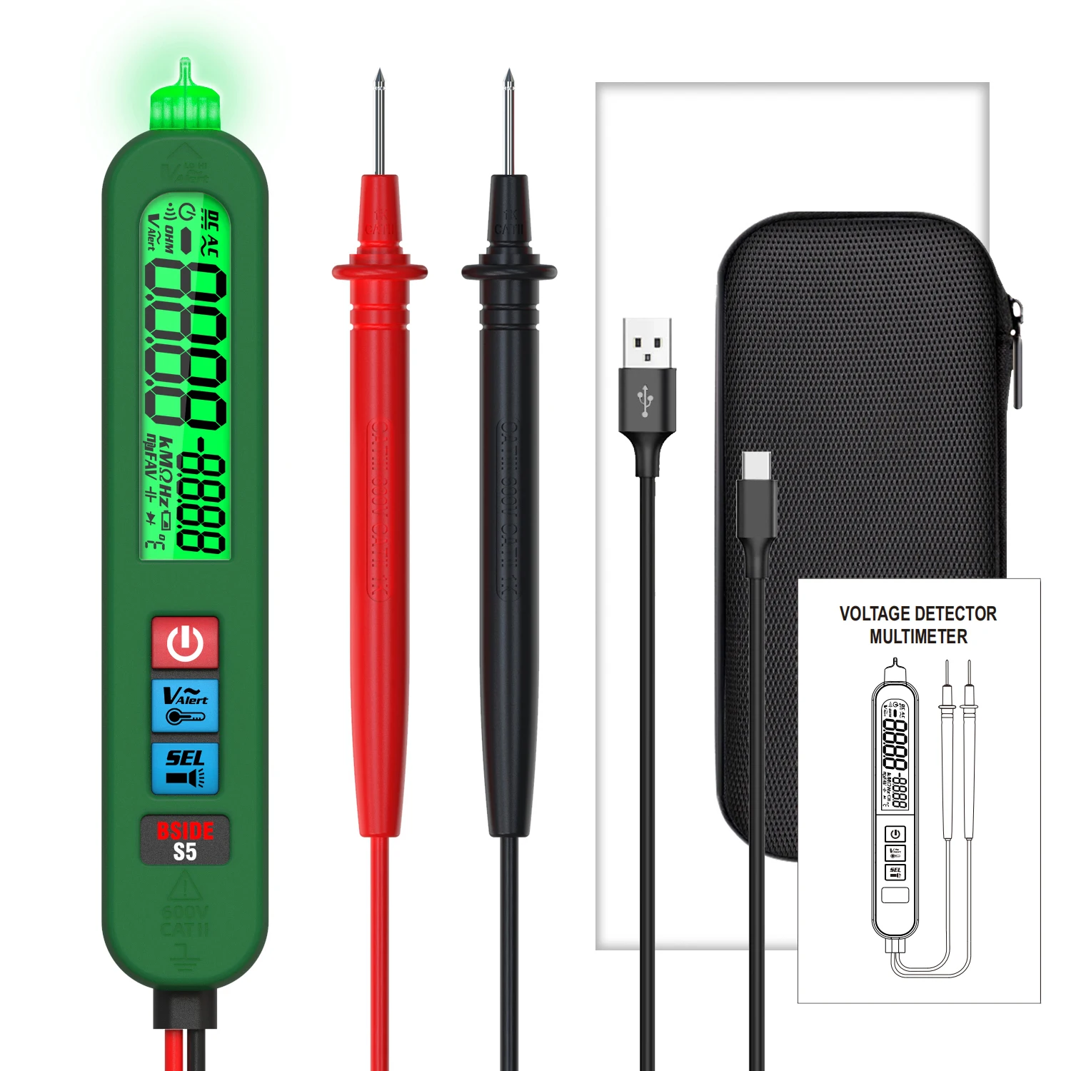 

Smart Digital Voltage Detector Tester USB Rechargeable Electric Pen Breakpoint Non-Contact Live Wire Test Electrician Multimeter