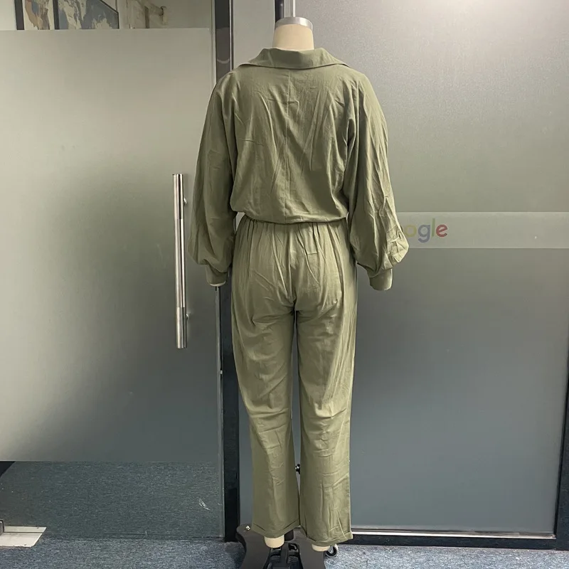 Set Woman 2 Pieces Elegant 2024 Temperament Commuting Lapel Casual Long Sleeved Top and Minimalist Pockets Long Pants Set