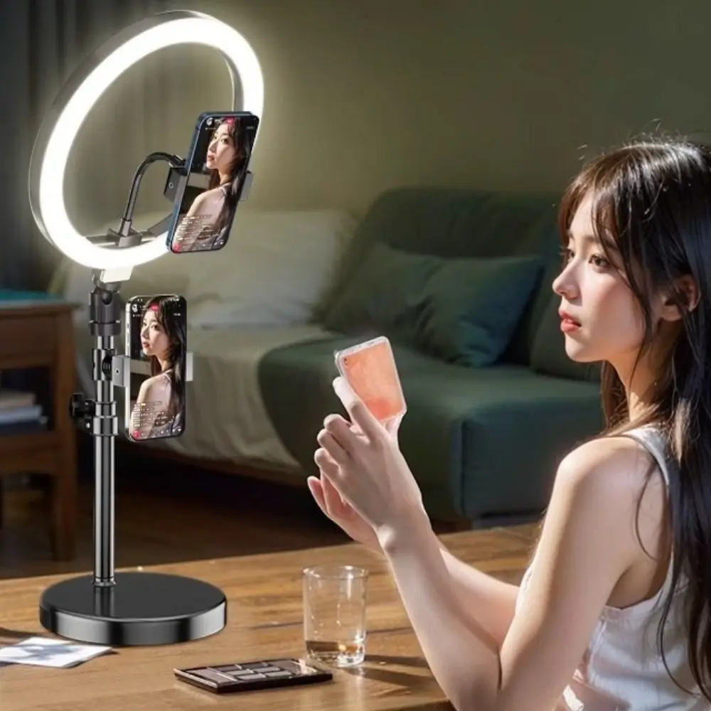 Universal Selfie Ring Light Support Bluetooth 3 Cold Shoe Live Streaming Tool Dimmable Light Adjustable Phone Camera Stand