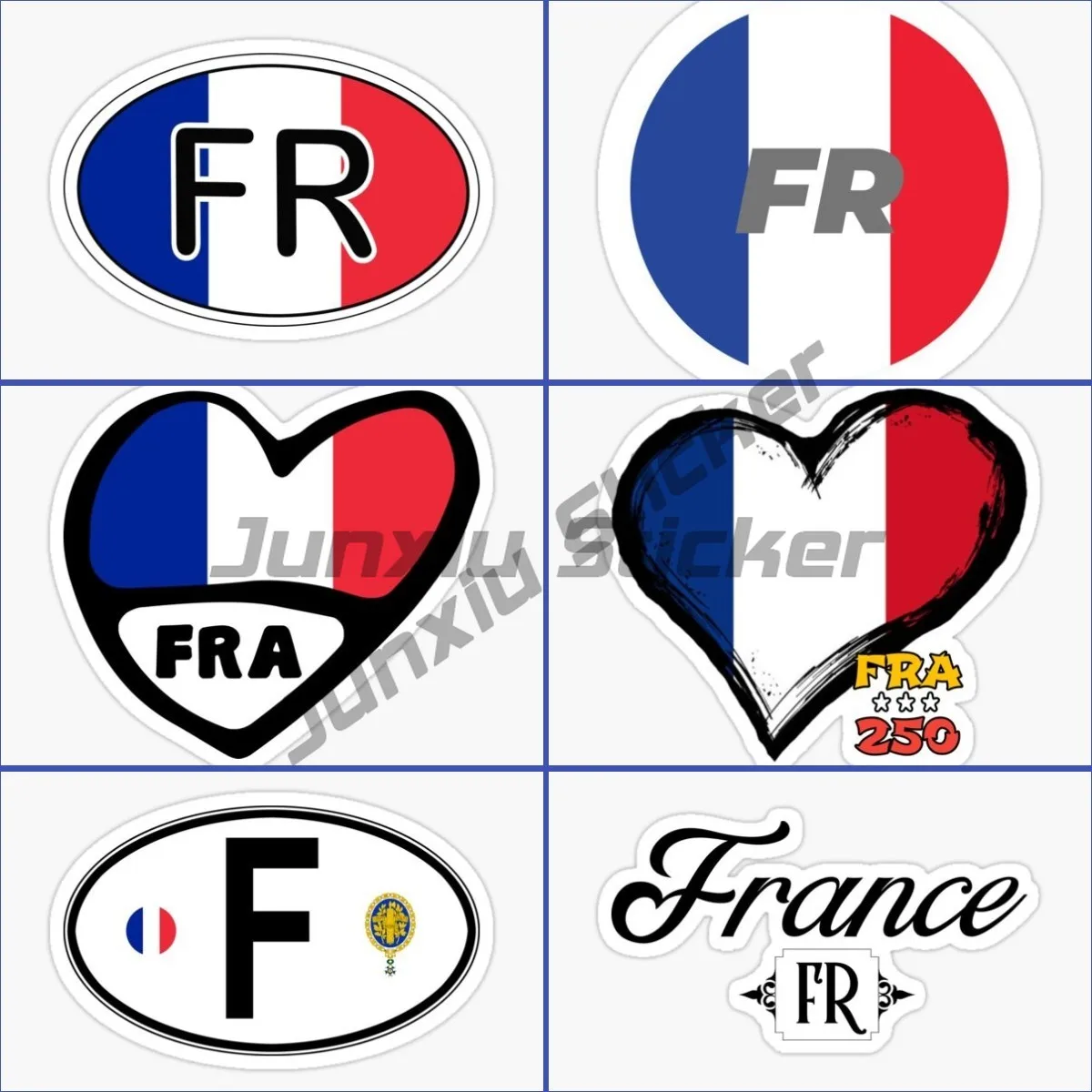 

FR French National Flag Code Letter Heart-shaped Flag Car Sticker Vinyl Waterproof and UV Resistant Sticker