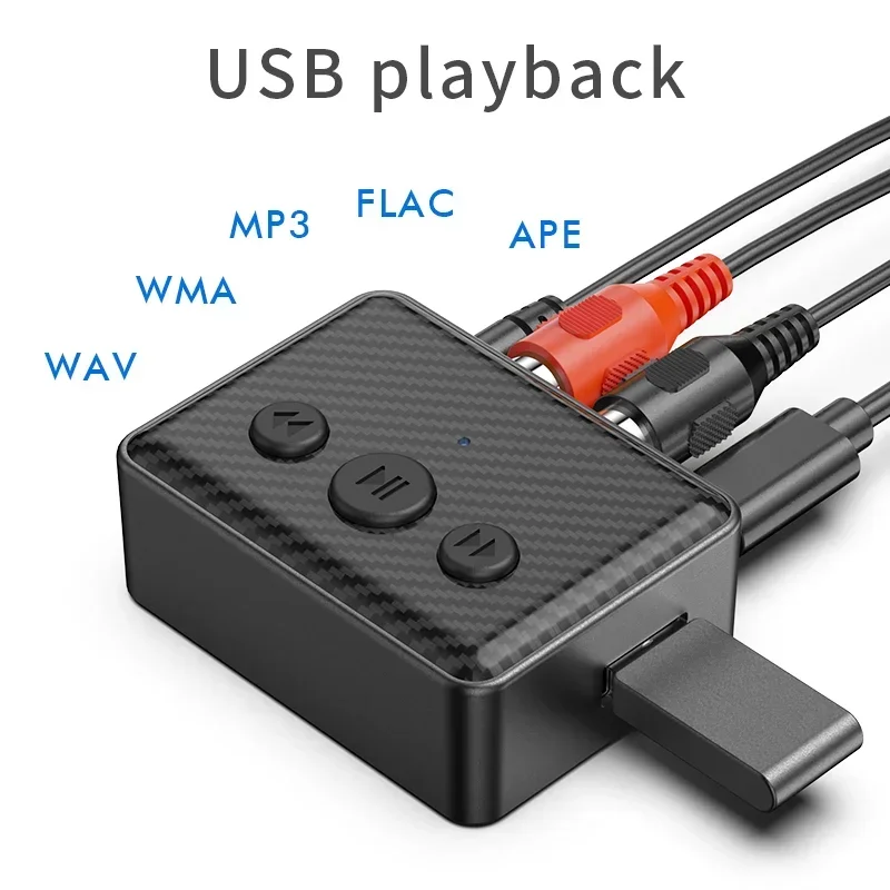 USB Bluetooth 5.4 Audio Receiver Adapter Wireless Stereo Music 3.5mm AUX RCA Support U-Disk Playback For Desktop Speaker Amp - view 3