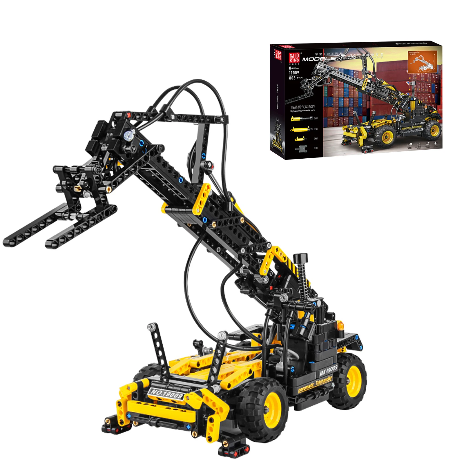 

Mould King 803pcs Pneumatic Forklift Building Blocks Set with Extendable Arm STEM Toy