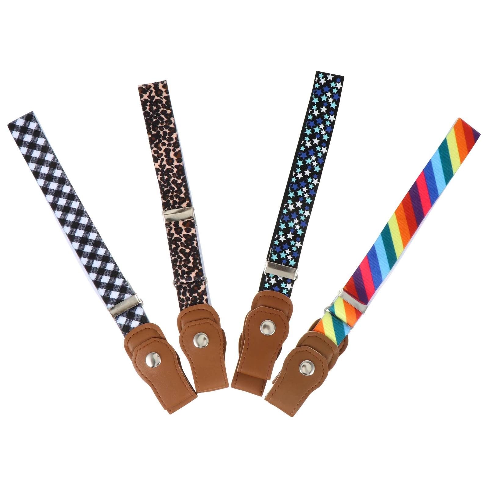 

4pcs Elastic Waist Belt for Kids 57cm Adjustable Imitation Childrens Fashion Belts Bands Youth Dress Accessories