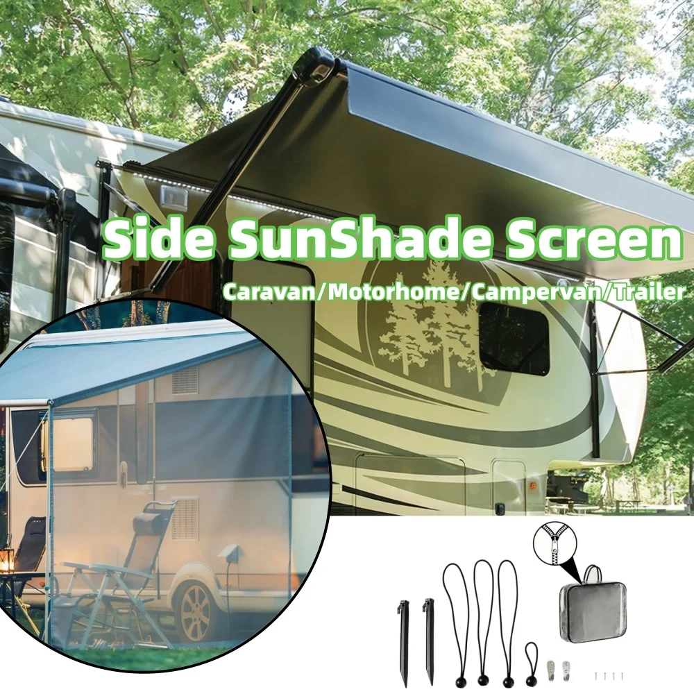 

1Set Awning Side SunShade Screen 9'X7' Mesh Sunshade Camping Sunscreen Screenshade Net For Caravan Motorhome Campervan Trailer
