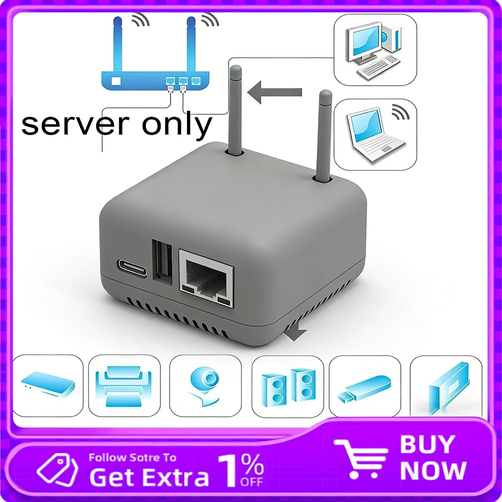 Mini servidor de impresión en red NP330: adaptador de impresión en la nube USB 2.0 a Ethernet/WiFi/WiFi para impresión en red ﻿
