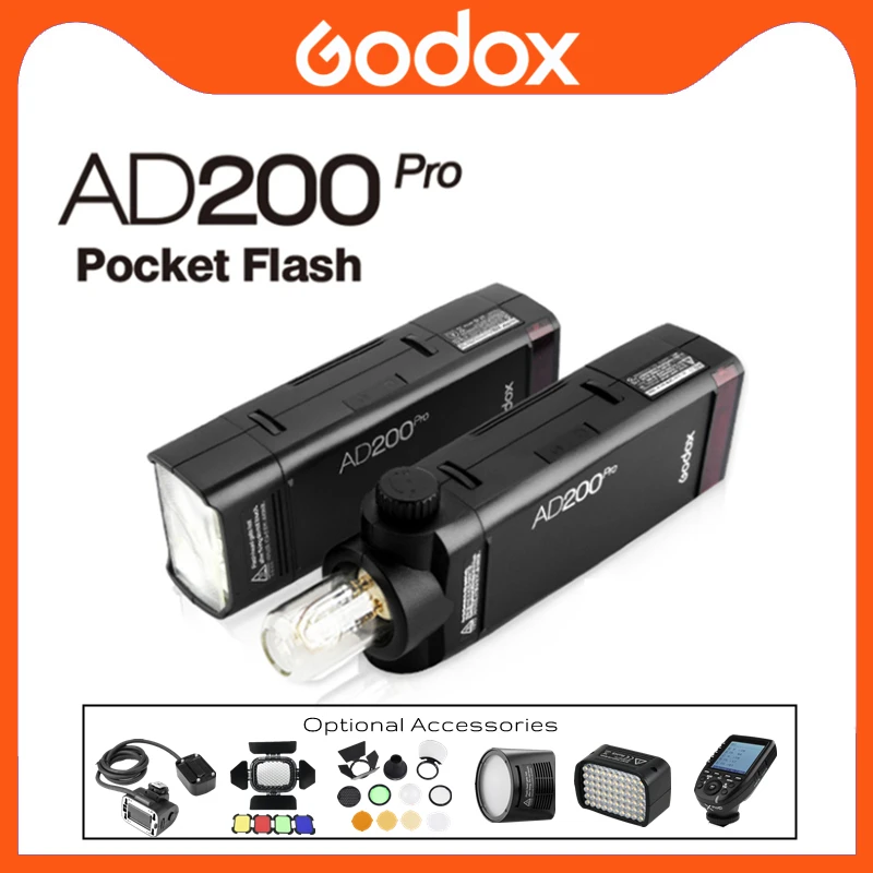 

Внешняя карманная вспышка Godox AD200Pro TTL HSS 2,4G, портативная фотовспышка для цифровой зеркальной камеры, фотостудии