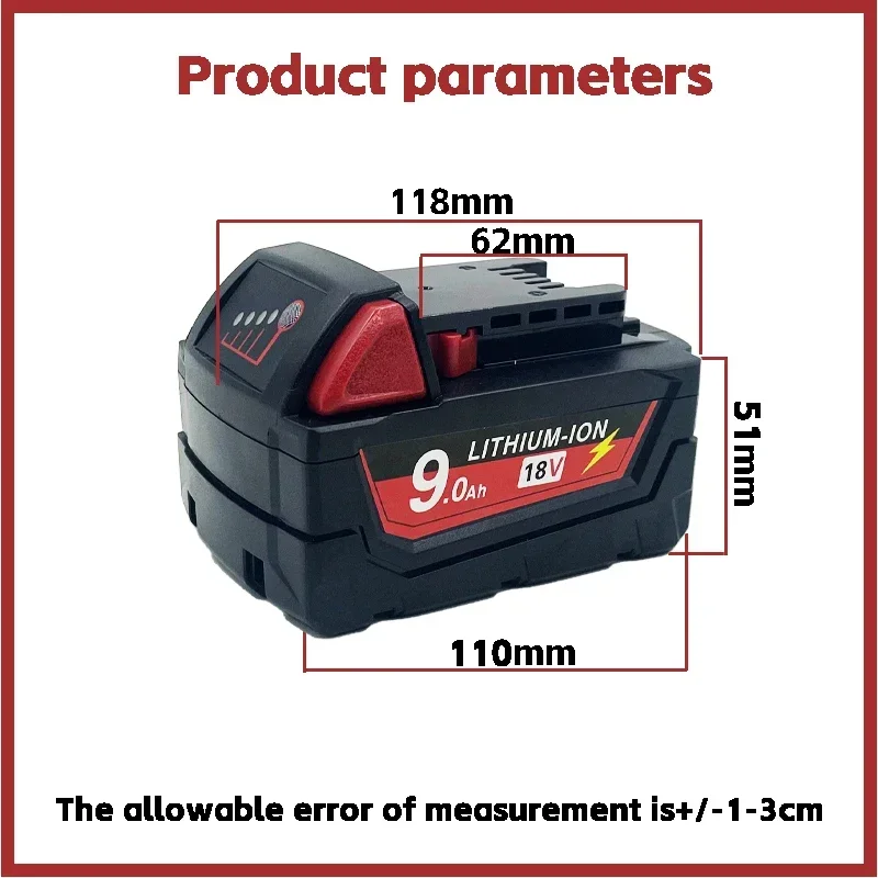 18V 12.0Ah for Milwaukee M18  Lithium Battery 48-11-1860 48-11-1850 48-11-1840 48-11-1820 Built-in 18650  Rechargeable Batteries