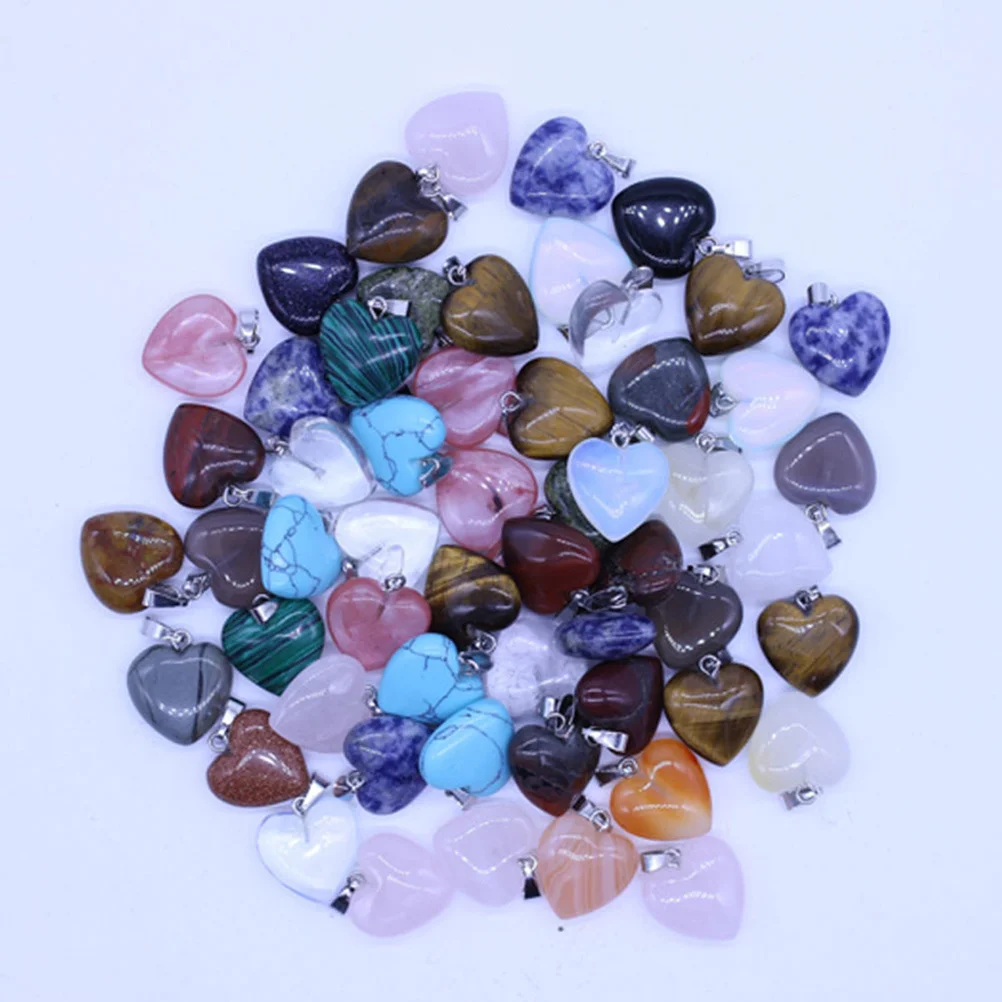 

10Pcs Natural Stone Heart Pendants Mixed DIY Necklace Accessories Jewelry Craft Supplies Natural Stone Heart Pendants