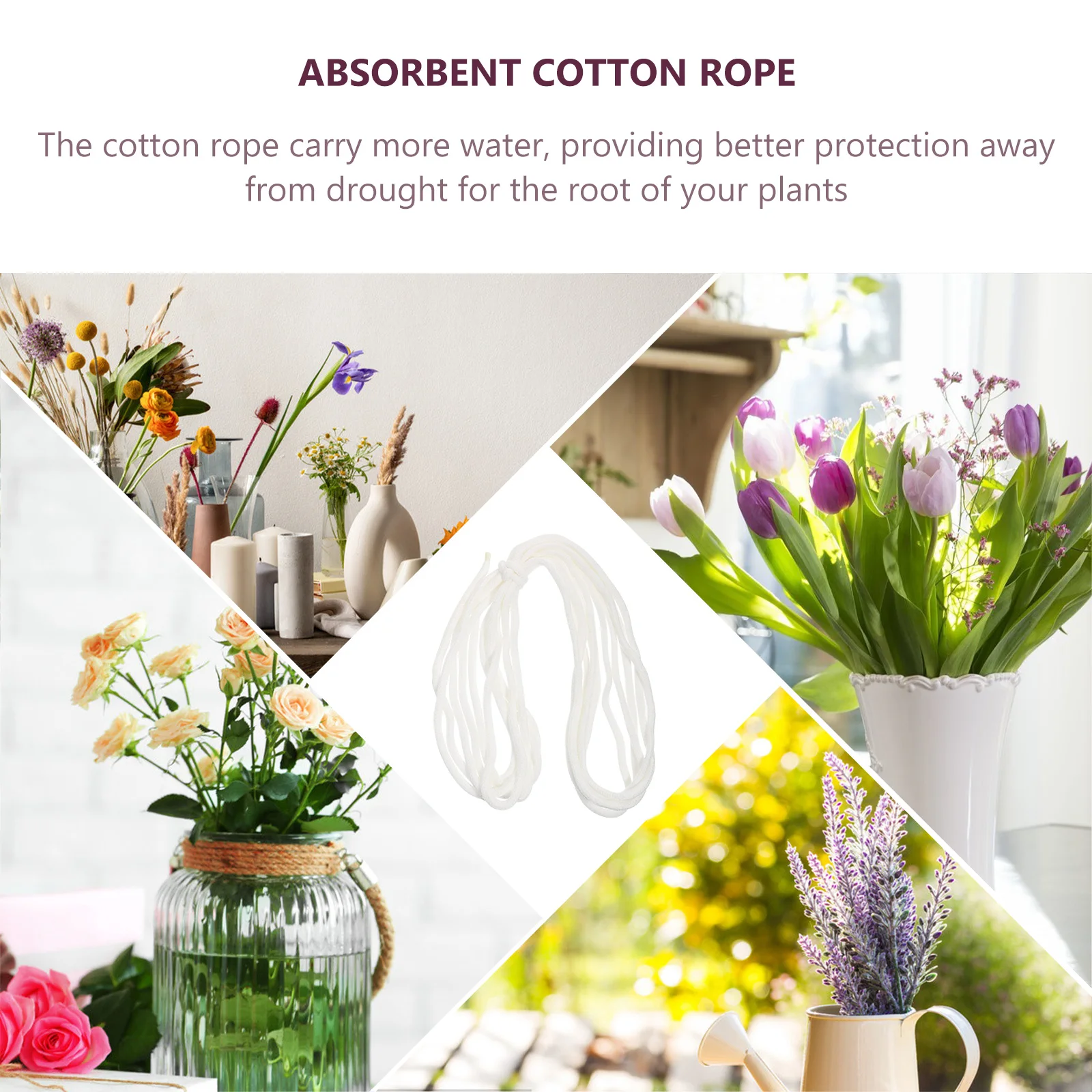 

Cotton Rope Potted Plants Self Watering Hydroponic Cord Absorbent Rope For Potted Plant Absorbent Automatic Drought Protection
