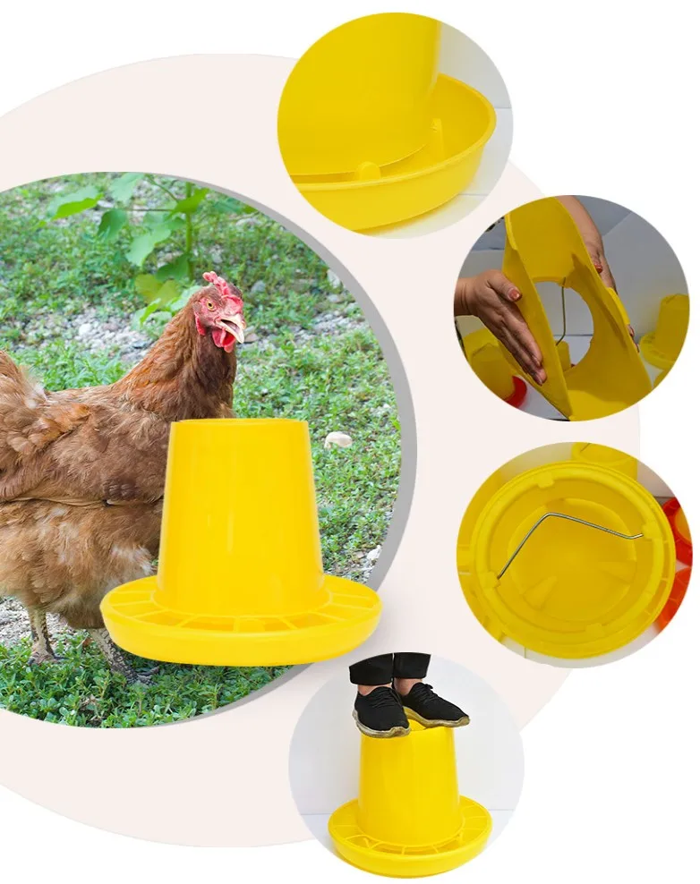 3KG Chicken Drinker Plastic Feeder Bucket Rooster Hen Drinking Kettle Feeding Cup Farm Animals Poultry Farming Tool