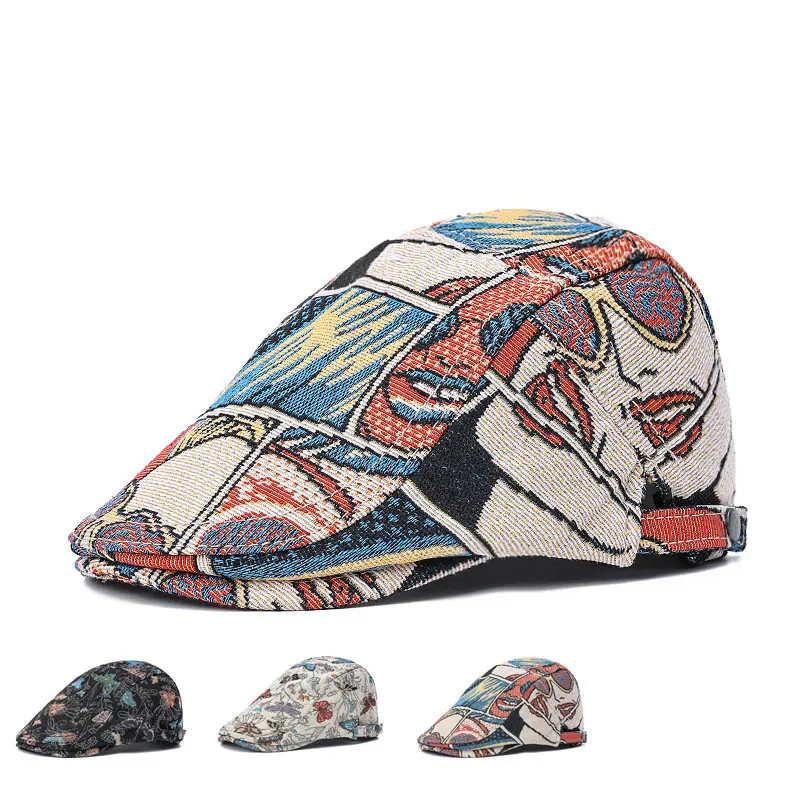 2024 Four Seasons Cotton Solid Newsboy Caps Men Flat Peaked Cap Women Painter Beret Hats 105