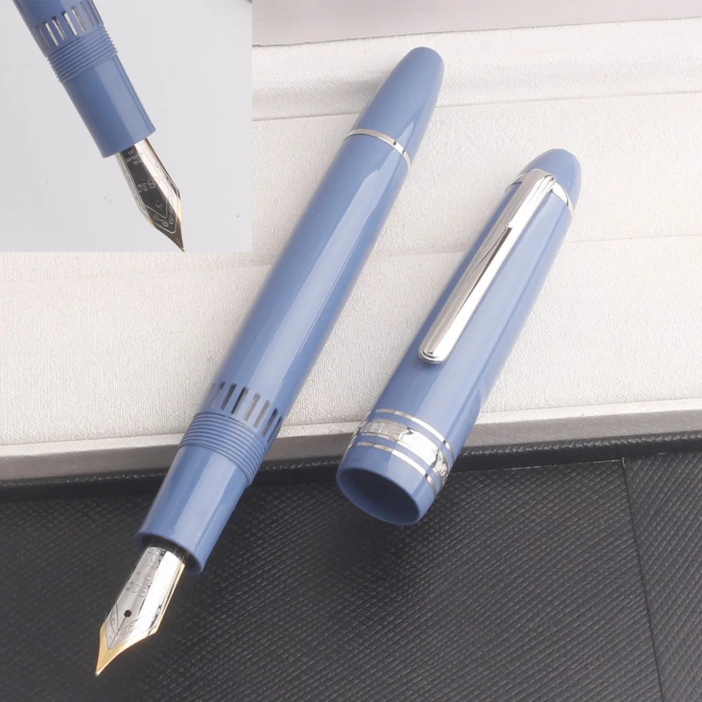 New Luxury MB Msk 149 Piston Filling Fountain Pen 4810 Nib Black & Blue Resin Writing Feather Ink Pens with Serial Number