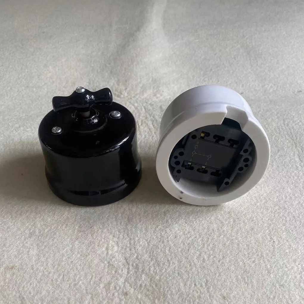 Retro Style Rotary Switch Wall Easy Installation High Performance 20mm Ceramic Rotary Switch Hotel