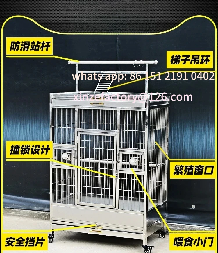 

Customizable Daniu Solid Stainless Steel Bird Cage 304 Extra Large Square Platform Courtyard Bird Cage Zi Xuan Feng Villa Parrot