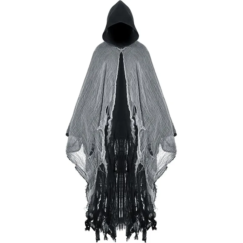 Adulte sorcière Halloween cape crâne masque Costumes Vampire à capuche Cosplay Costume effrayant Grim Reaper habiller blague horreur Costume