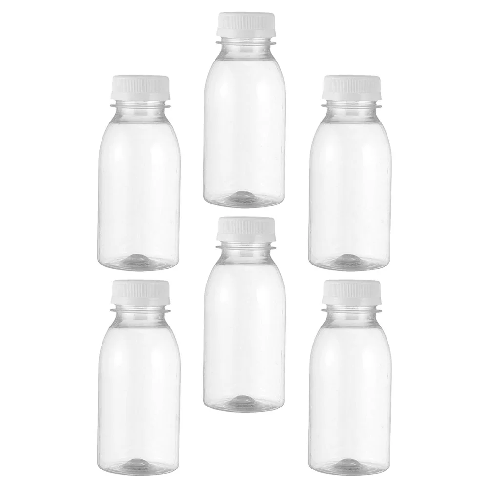 

6 Pcs Milk Bottle Small Plastic Clear Juice Bottles 100 Drinks Travel Water Waterbottle with Lids Mini Reusable Baby