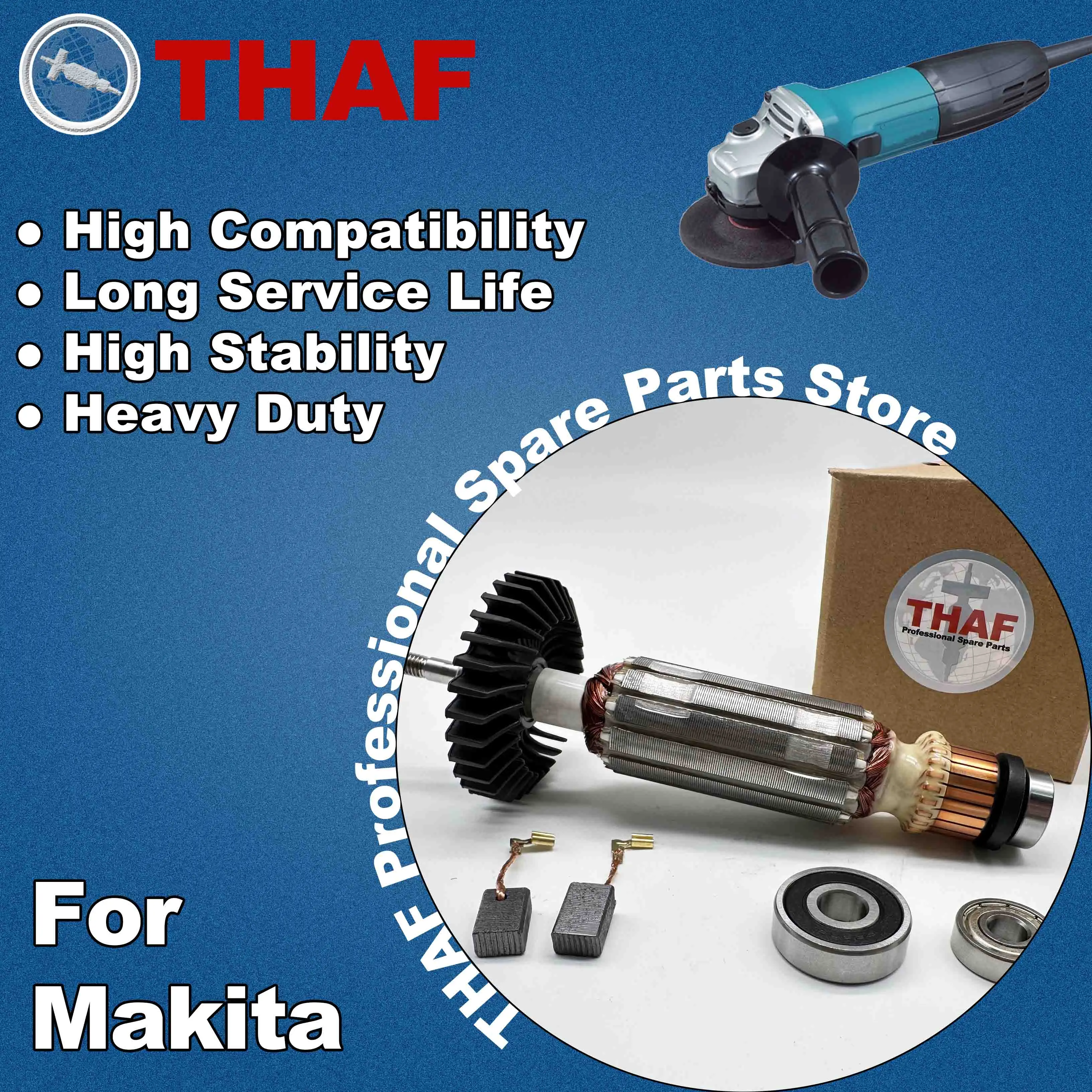 THAF AC220V-240V Inducido Reemplazar Para MAKITA Amoladora Angular GA4030 GA4031 GA4034 GA4530 GA4534 GA5030 GA5034 PJ7000